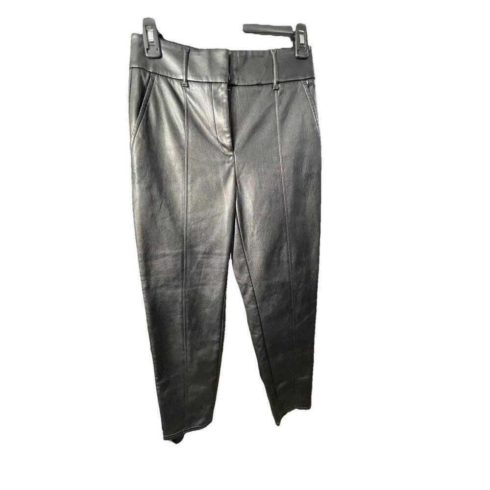 White House Black Market Women's Faux Leather Tapered Pants Black Size 0 Short